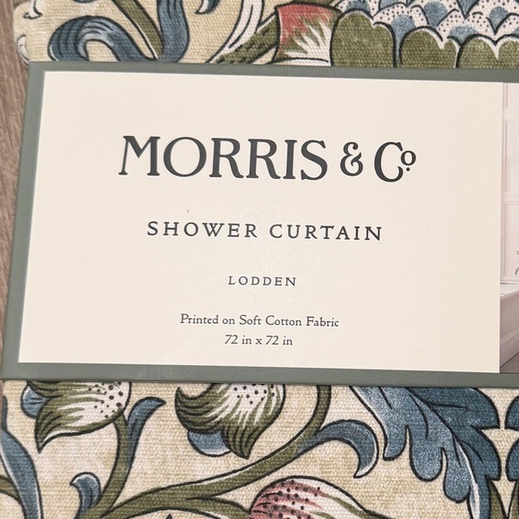 William Morris & Co Floral Shower Curtain Lodden Blue Green 72x72 - Picture 2 of 6